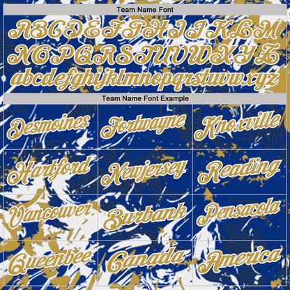 Custom Royal Old Gold-White Dynamic Splatter Brush Stroke Performance Polo Shirt