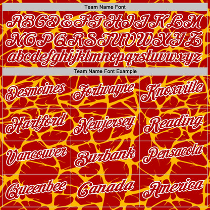 Custom Red Gold-White 3D Pattern Abstract Network Crackle Performance Polo Shirt