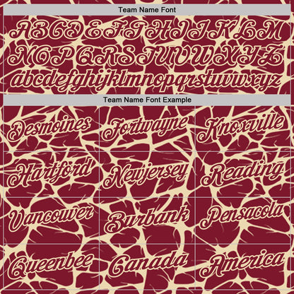 Custom Crimson-Cream 3D Pattern Abstract Network Crackle Performance Polo Shirt