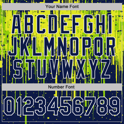 Custom Navy Neon Green Neon Yellow-White Dripping Splatter Paint Performance Polo Shirt