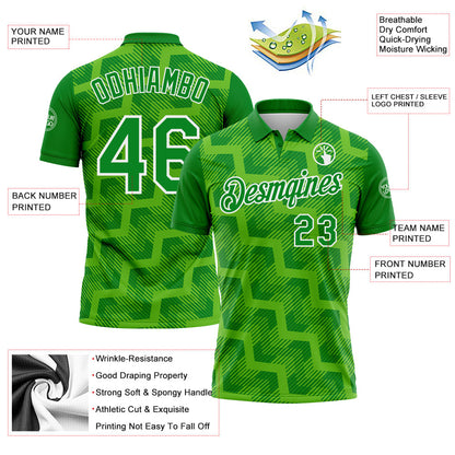 Custom Grass Green Aurora Green-White Geometric Block Diagonal Line Hatching Performance Polo Shirt