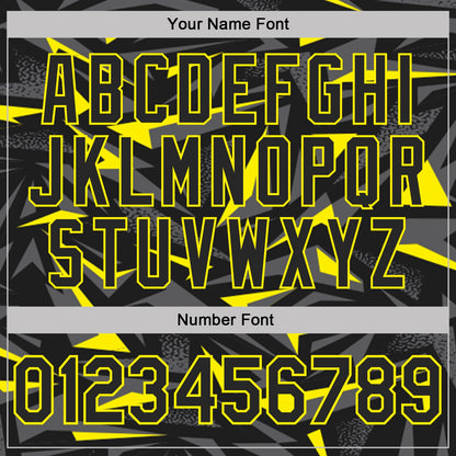 Custom Black Steel Gray-Light Yellow Cyber Mecha E-sport Geometric Shards Spike Performance Polo Shirt