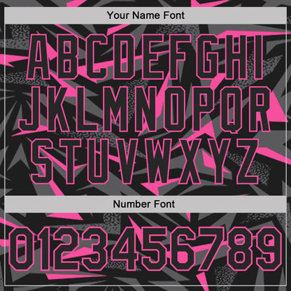 Custom Black Steel Gray-Pink Cyber Mecha E-sport Geometric Shards Spike Performance Polo Shirt