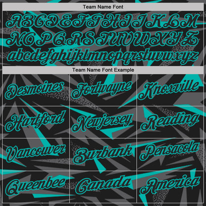 Custom Black Steel Gray-Aqua Cyber Mecha E-sport Geometric Shards Spike Performance Polo Shirt