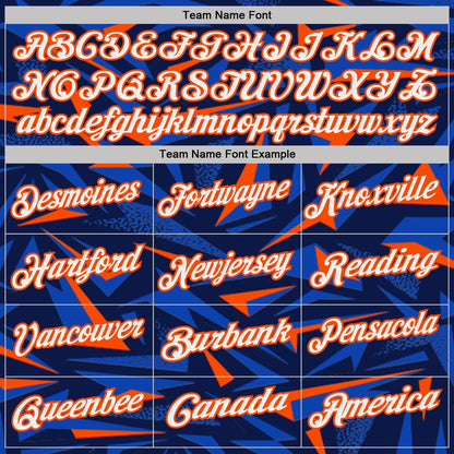 Custom Navy White Thunder Blue-Orange Cyber Mecha E-sport Geometric Shards Spike Performance Polo Shirt
