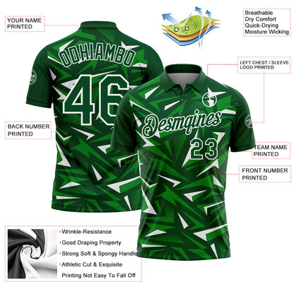 Custom Green Grass Green-White Cyber Mecha E-sport Geometric Shards Spike Performance Polo Shirt