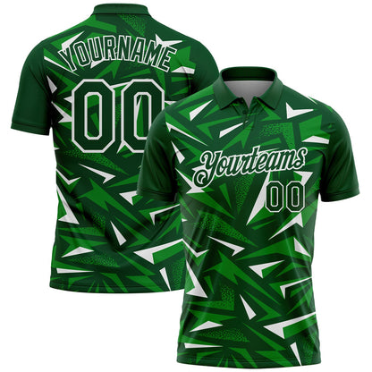 Custom Green Grass Green-White Cyber Mecha E-sport Geometric Shards Spike Performance Polo Shirt