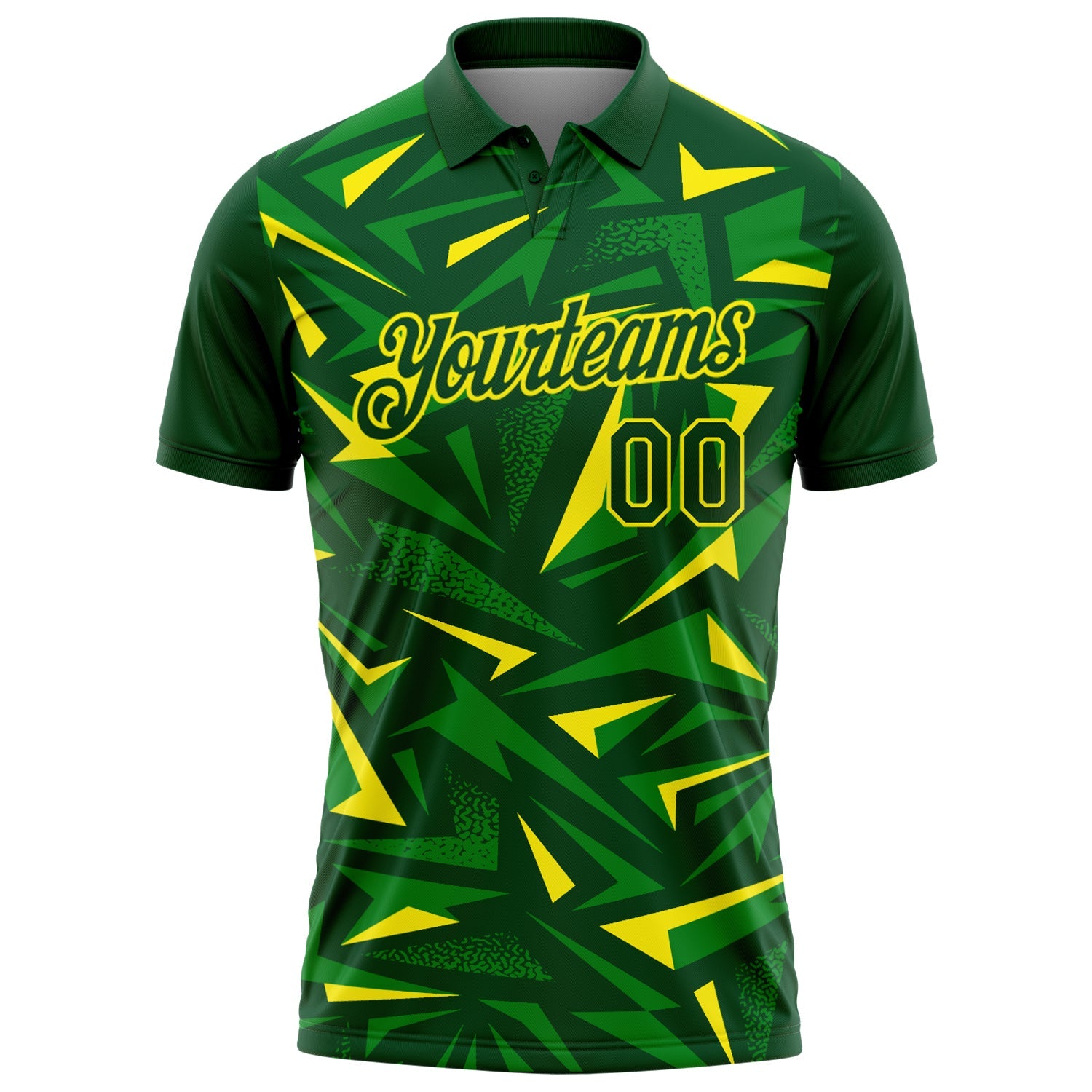 Custom Green Grass Green-Light Yellow Cyber Mecha E-sport Geometric Shards Spike Performance Polo Shirt