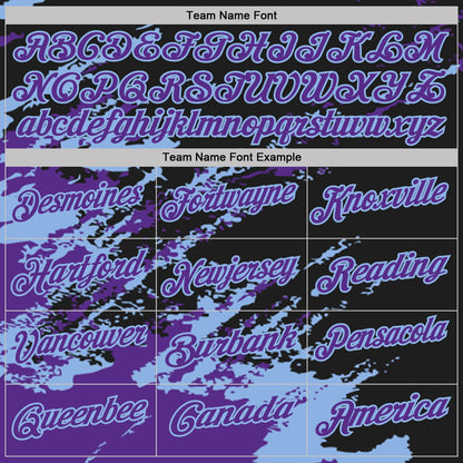 Custom Black Purple-Light Blue Brush Stroke Shatter Splatter Performance Polo Shirt
