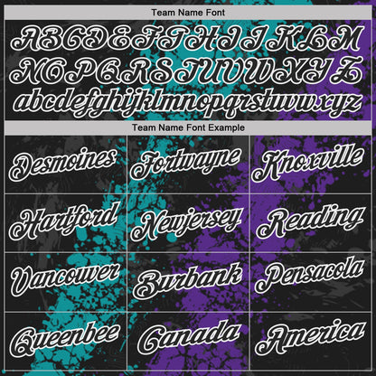 Custom Black Teal Purple-White Dripping Splatter Cracked Texture Performance Polo Shirt