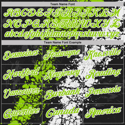 Custom Black Neon Green-White Dripping Splatter Cracked Texture Performance Polo Shirt