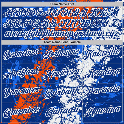 Custom Royal Orange-White Dripping Splatter Cracked Texture Performance Polo Shirt