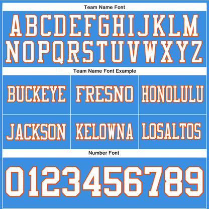 Custom Powder Blue White-Orange Authentic Football Jersey