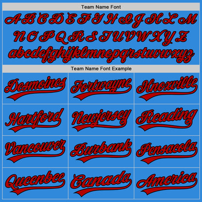 Custom Stitched Powder Blue Red-Black Baseball Pullover Sweatshirt Hoodie