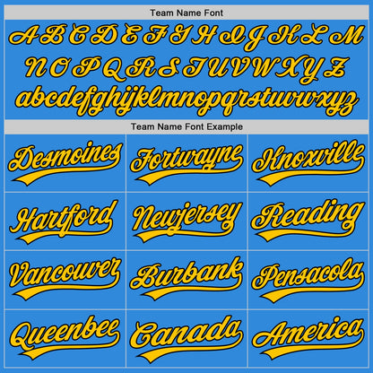 Custom Stitched Powder Blue Black-Yellow Baseball Pullover Sweatshirt Hoodie