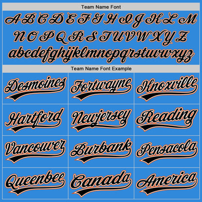Custom Stitched Powder Blue Black Orange-White Baseball Pullover Sweatshirt Hoodie