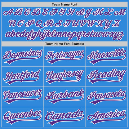 Custom Stitched Powder Blue Purple-White Baseball Pullover Sweatshirt Hoodie