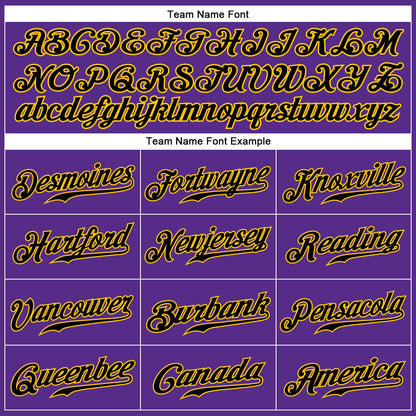 Custom Purple Black Pinstripe Black-Gold Authentic Baseball Jersey