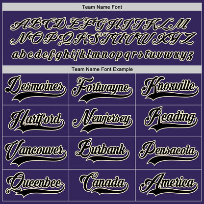 Custom Purple Black-Cream Hockey Jersey