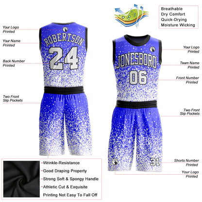 Custom Purple White-Black Round Neck Sublimation Basketball Uniform Jersey