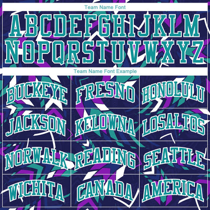 Custom Purple Aqua-White Music Festival Round Neck Sublimation Basketball Uniform Jersey