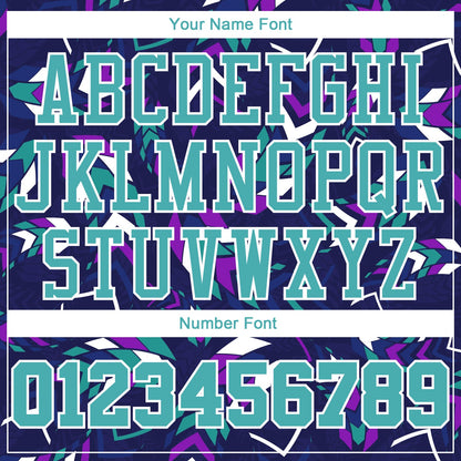 Custom Purple Aqua-White Music Festival Round Neck Sublimation Basketball Uniform Jersey