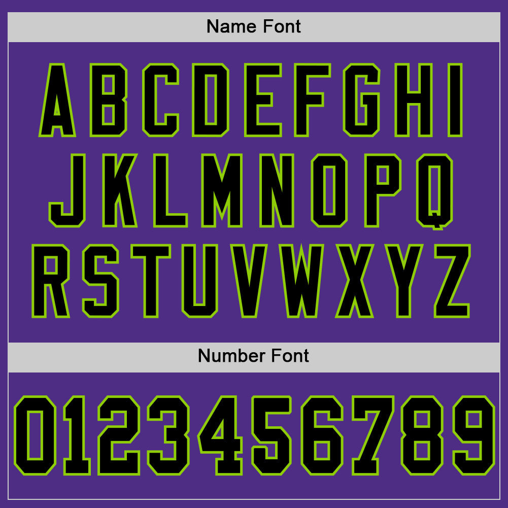 Custom Purple Black-Neon Green Mesh Authentic Throwback Football Jersey
