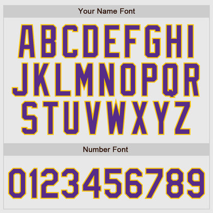 Custom White Purple Pinstripe Purple-Gold Authentic Raglan Sleeves Baseball Jersey