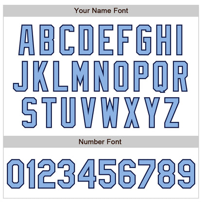 Custom White Light Blue-Navy Authentic Raglan Sleeves Baseball Jersey