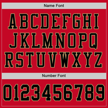 Custom Red Black-Old Gold Mesh Authentic Throwback Football Jersey
