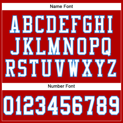 Custom Red White-Powder Blue Mesh Authentic Football Jersey