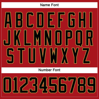 Custom Red Black-Old Gold Hockey Lace Neck Jersey