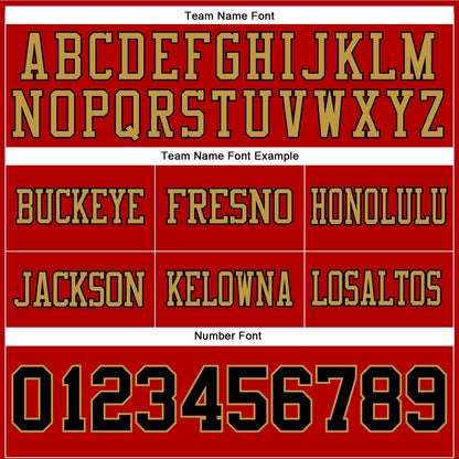 Custom Red Black-Old Gold Authentic Football Jersey