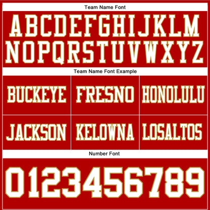 Custom Red White-Old Gold Authentic Football Jersey