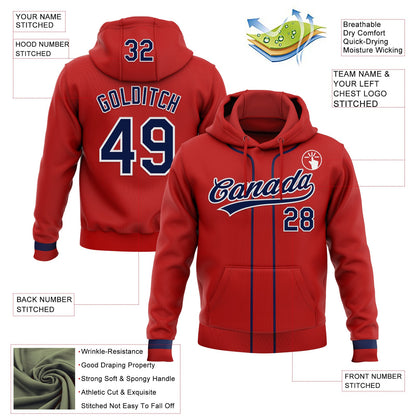 Custom Stitched Red Navy-White Baseball Pullover Sweatshirt Hoodie