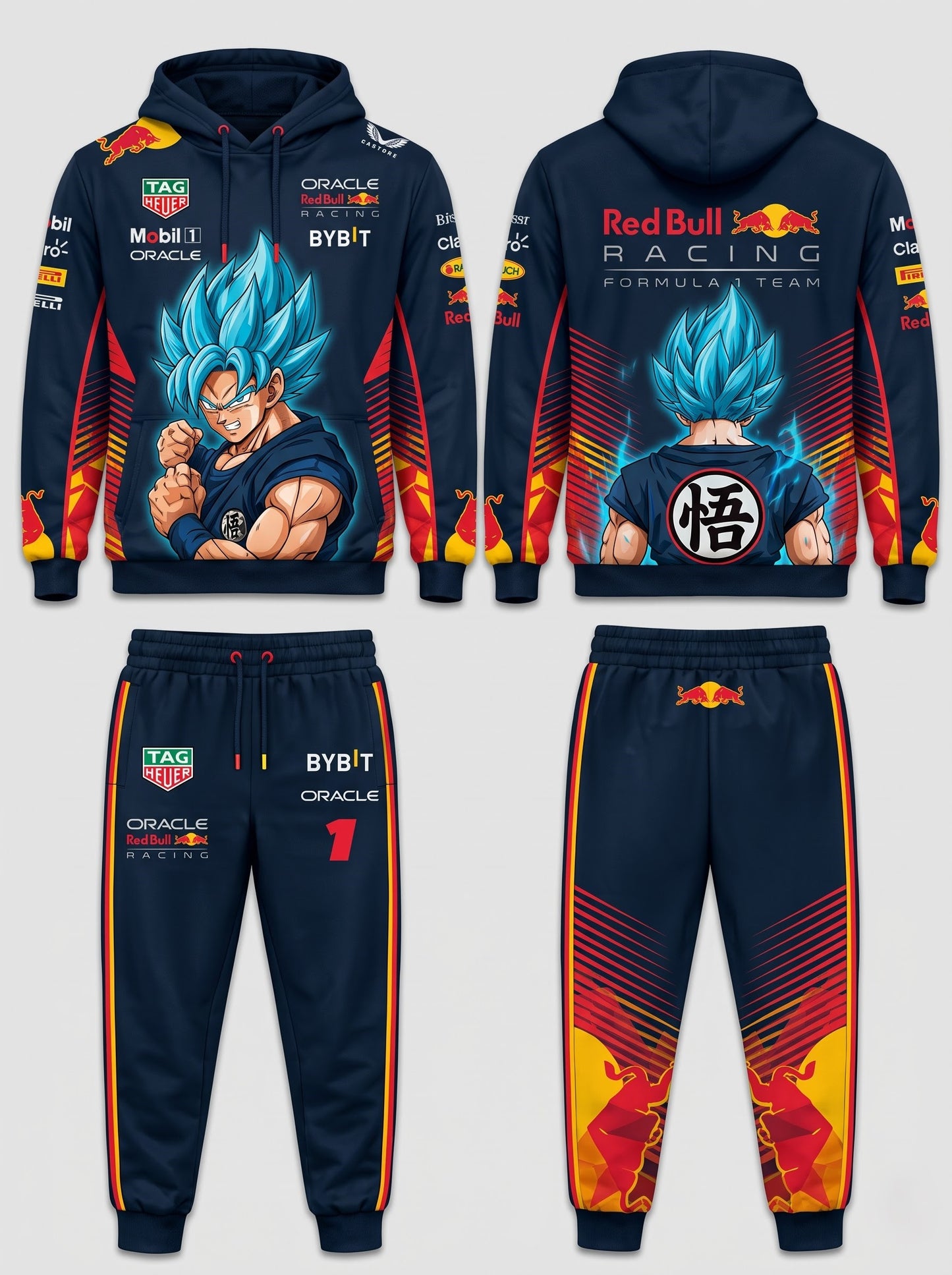 Sport Racing F1 x Son Goku Set — Hoodie & Sweatpants | 11 Formula Team Inspired Dragon Style