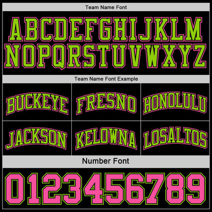 Custom Reversible Black Pink-Neon Green Double Side Sublimation Basketball Set Jersey