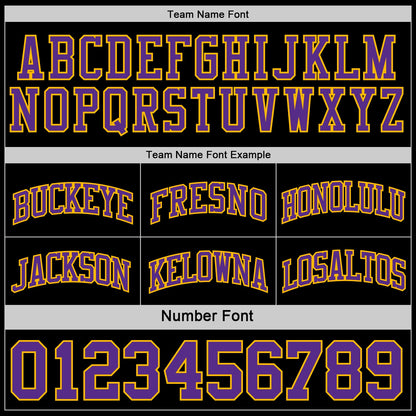 Custom Reversible Black Purple-Gold Double Side Sublimation Basketball Set Jersey