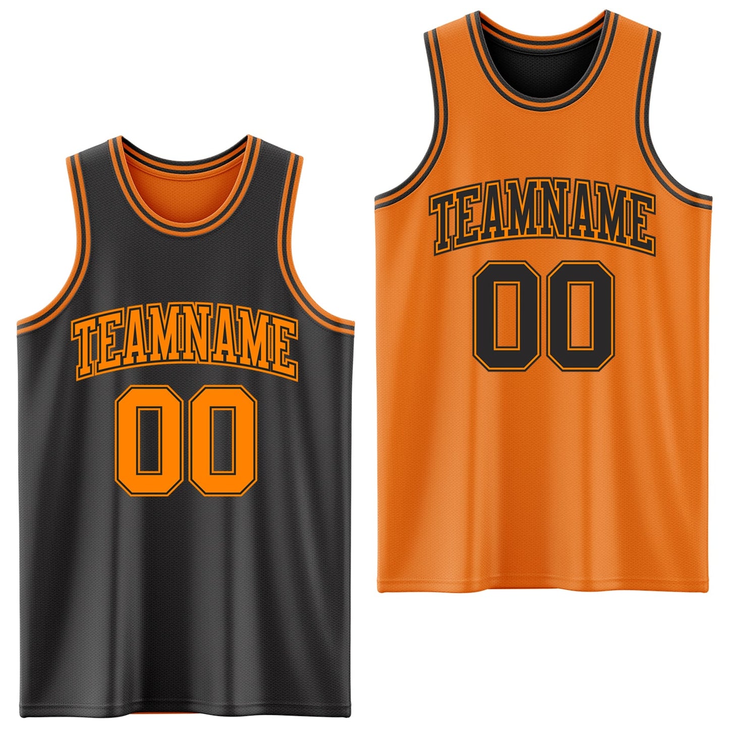 Custom Reversible Black Bay Orange Double Side Sublimation Basketball Set Jersey