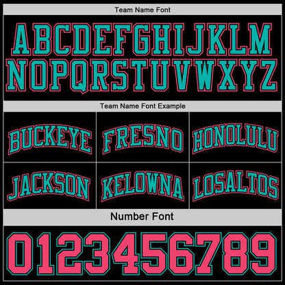 Custom Reversible Black Neon Pink-Aqua Double Side Sublimation Basketball Set Jersey
