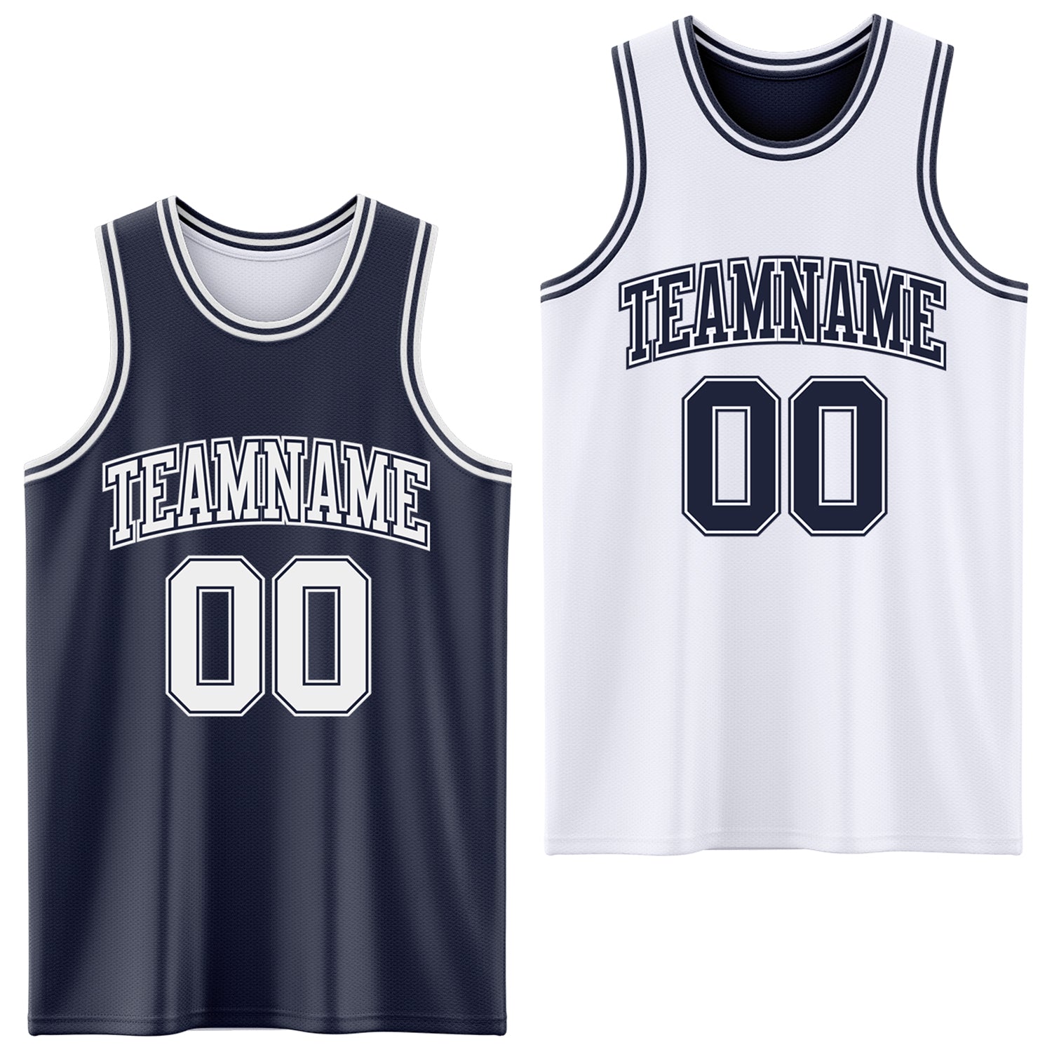 Custom Navy White Reversible Double Side Sublimation Basketball Set Jersey