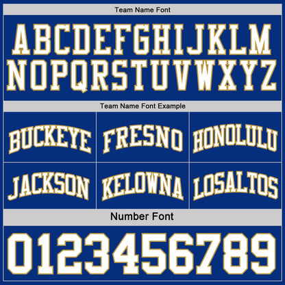 Custom Royal White-Old Gold Reversible Double Side Sublimation Basketball Set Jersey