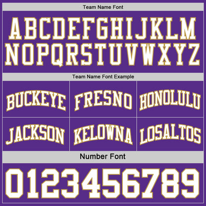 Custom Purple White-Old Gold Reversible Double Side Sublimation Basketball Set Jersey