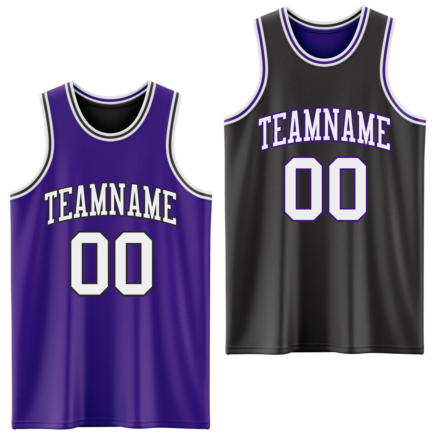 Custom Purple White-Black Reversible Double Side Sublimation Basketball Set Jersey