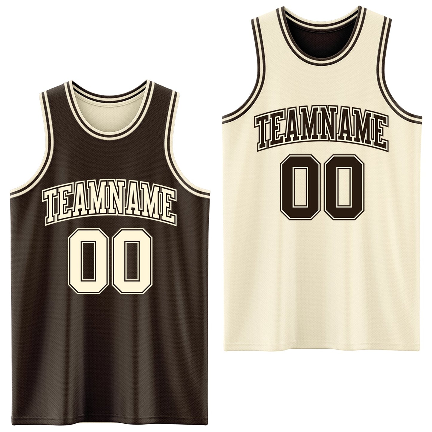 Custom Reversible Brown Cream Double Side Sublimation Basketball Set Jersey