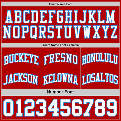 Custom Reversible Red White-Powder Blue Double Side Sublimation Basketball Set Jersey