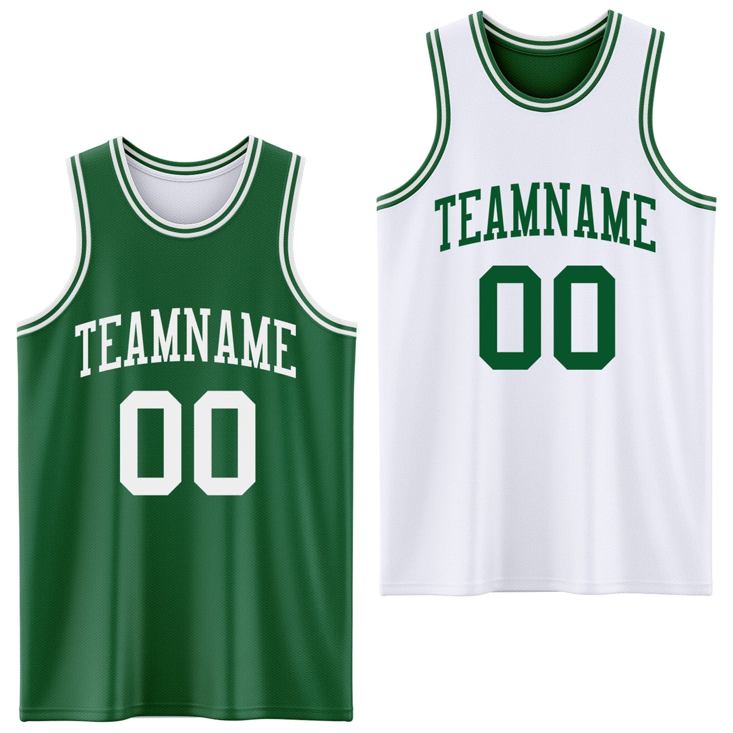 Custom Reversible Kelly Green White Double Side Sublimation Basketball Set Jersey