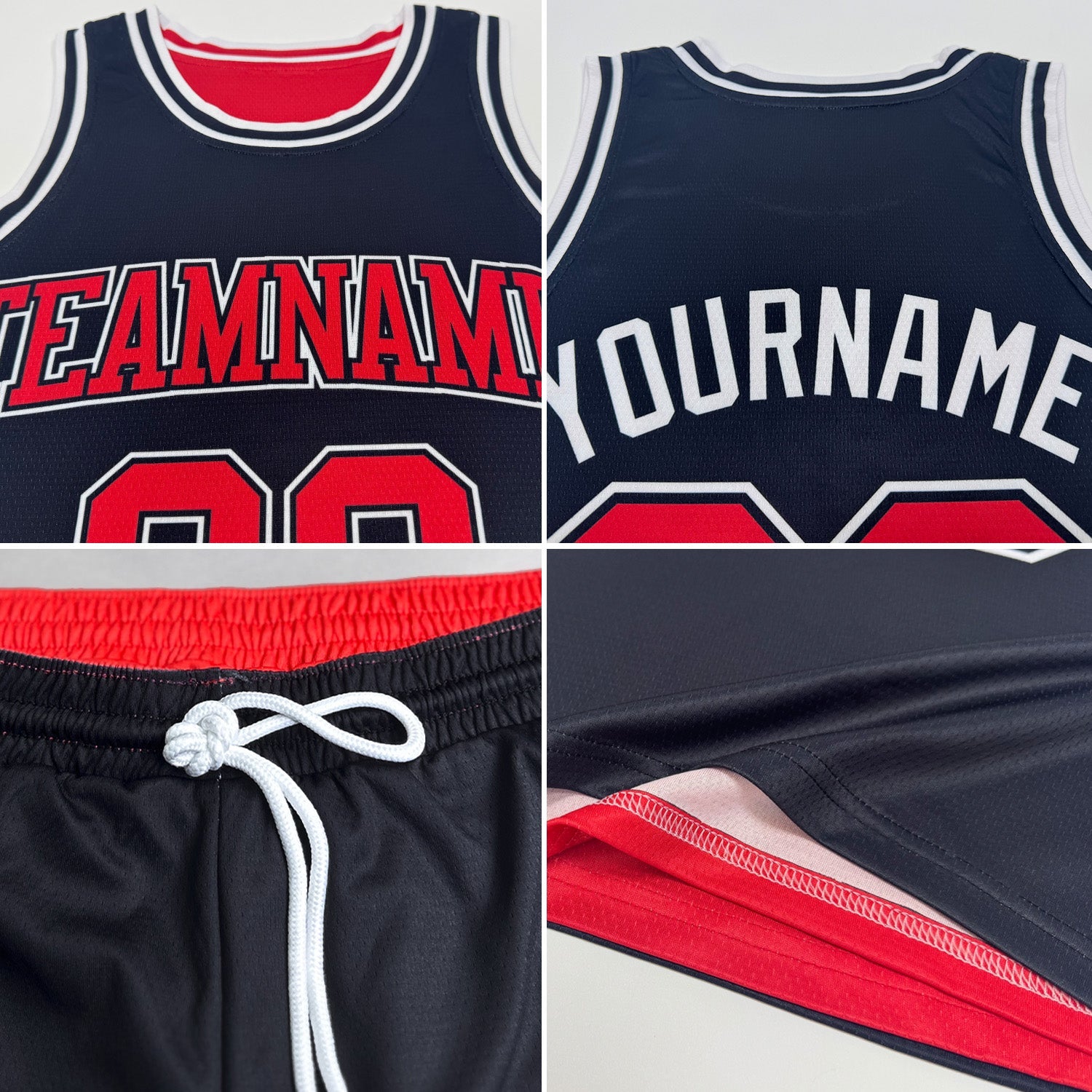 Custom Reversible Teal White-Navy Double Side Sublimation Basketball Set Jersey