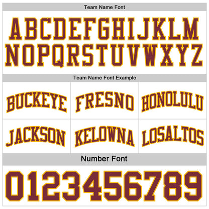 Custom Reversible Burgundy White-Gold Double Side Sublimation Basketball Set Jersey