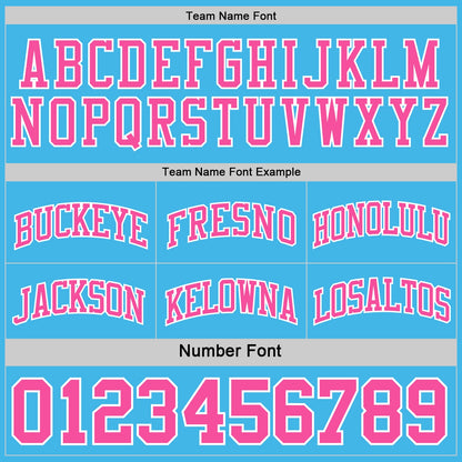 Custom Reversible Pink White-Sky Blue Double Side Sublimation Basketball Set Jersey